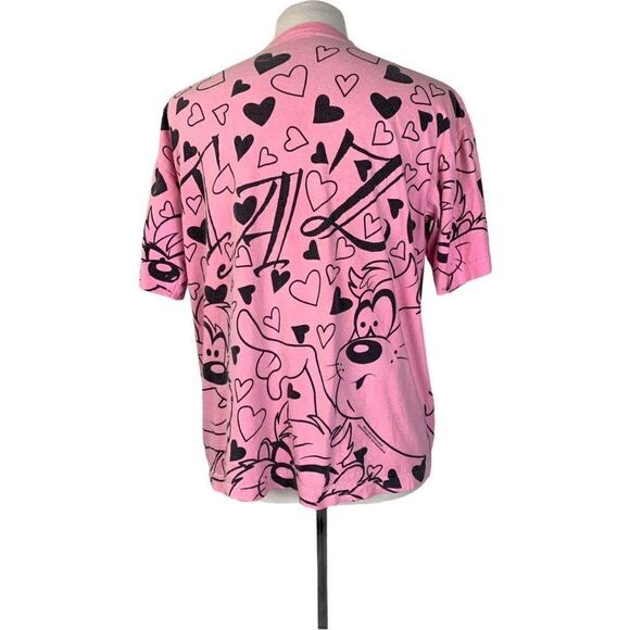 Vintage 1994 Taz Pink Hearts T-Shirt Tasmanian - Picture 3 of 7